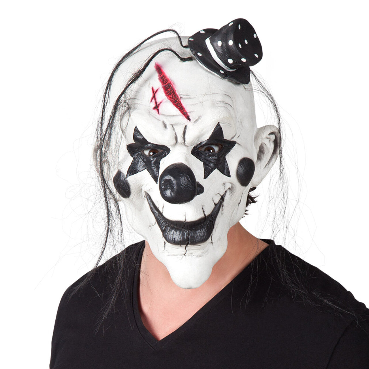 Op deze afbeelding zie je een Accessoires, van het merk Boland. Latex Hoofdmasker Psycho Clown Met Haar