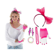 Op deze afbeelding zie je een Accessoires, van het merk Chaks. Neon Roze Jaren 80 Popstar Set