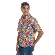 Op deze afbeelding zie je een Kostuums, van het merk Chaks. 90s Boem Pow Bang Wtf Overhemd Man
