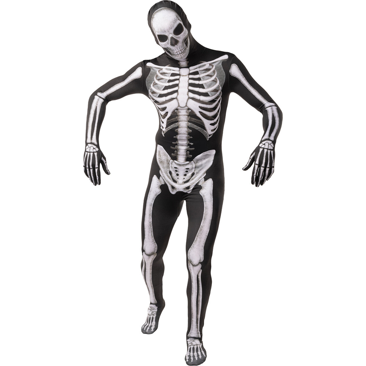 Op deze afbeelding zie je een Kostuums, van het merk Funidelia. Second Skin Skeleton Man Kostuum