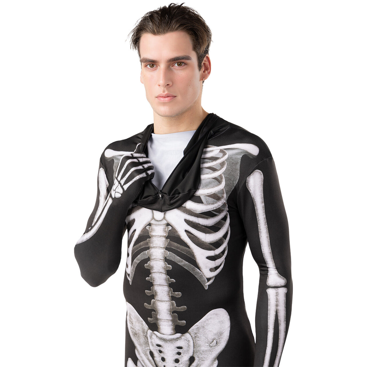 Op deze afbeelding zie je een Kostuums, van het merk Funidelia. Second Skin Skeleton Man Kostuum