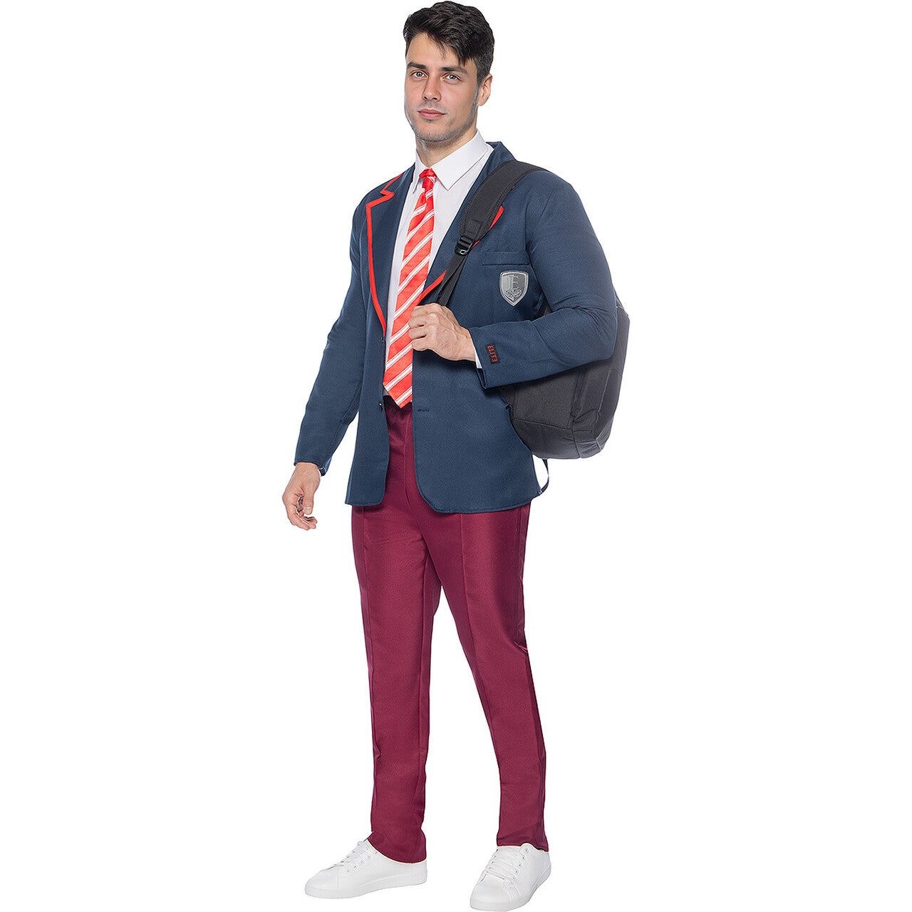 Op deze afbeelding zie je een Kostuums, van het merk Funidelia. Elite Highschool Student Man Kostuum