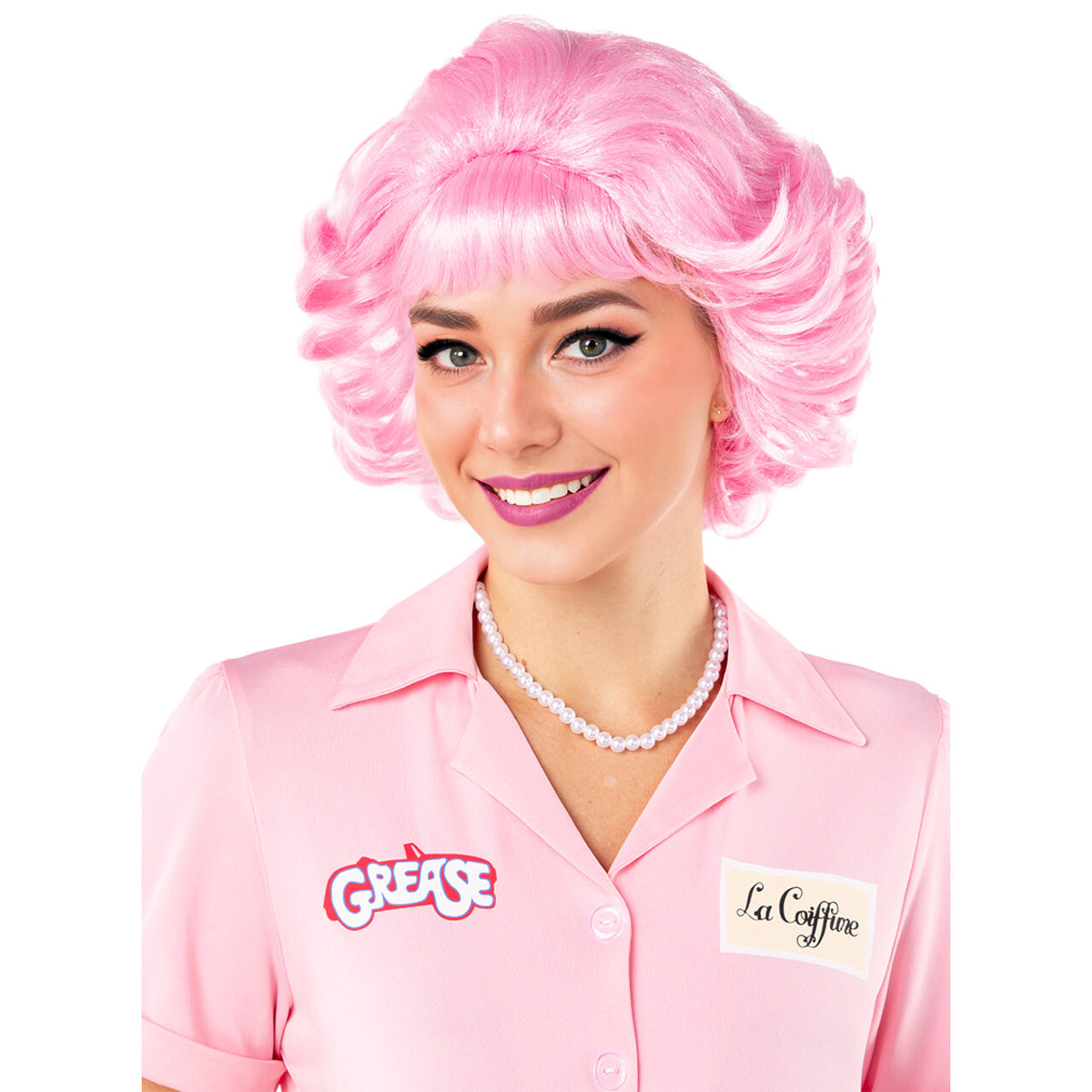 Op deze afbeelding zie je een Kostuums, van het merk Funidelia. Grease™ Pink Lady Frenchy Vrouw Kostuum
