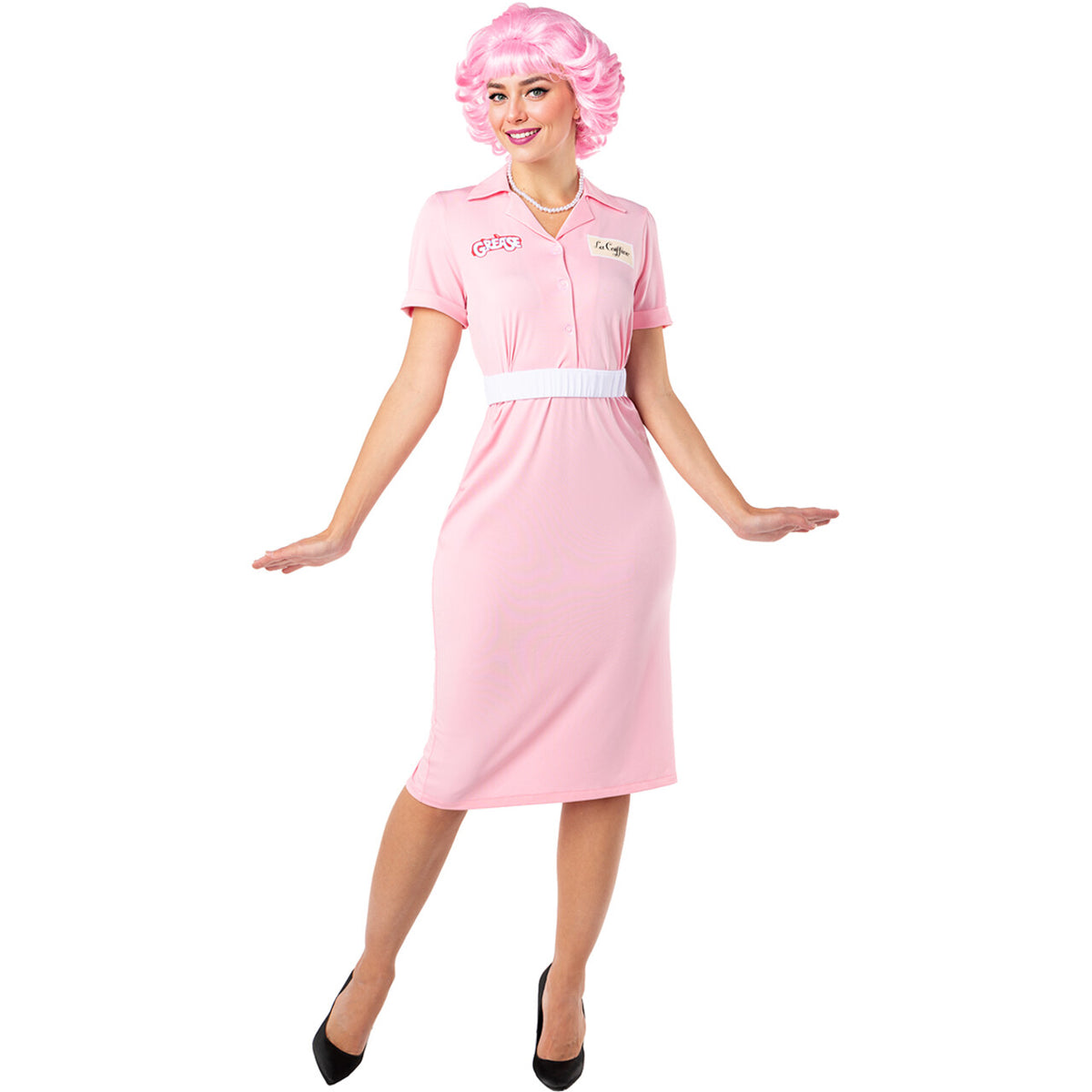 Op deze afbeelding zie je een Kostuums, van het merk Funidelia. Grease™ Pink Lady Frenchy Vrouw Kostuum