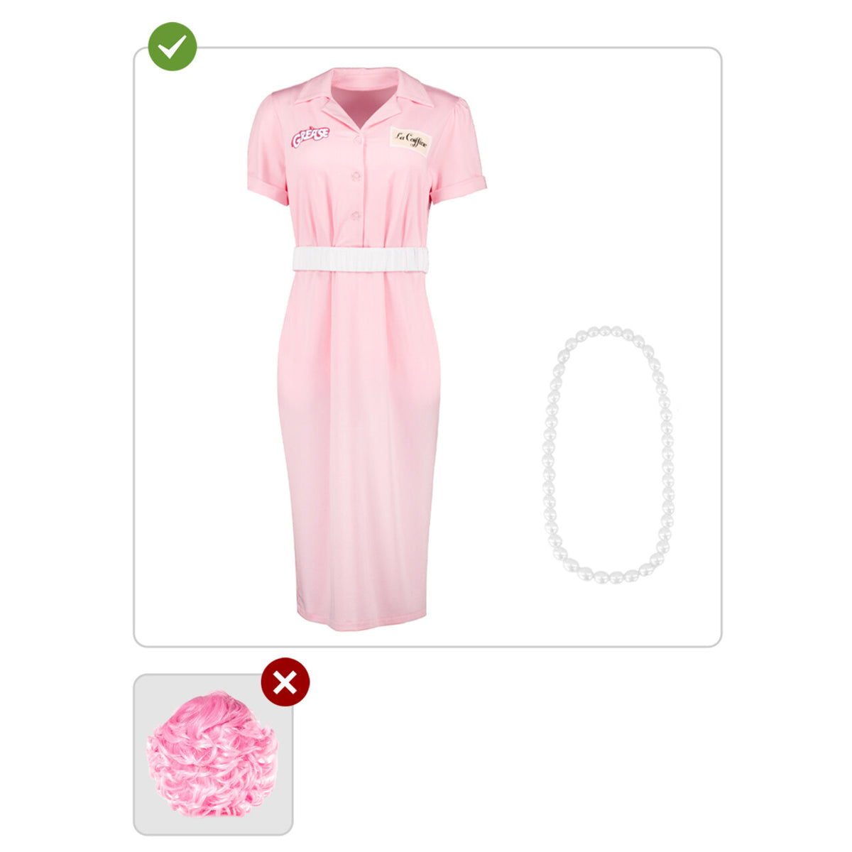Op deze afbeelding zie je een Kostuums, van het merk Funidelia. Grease™ Pink Lady Frenchy Vrouw Kostuum