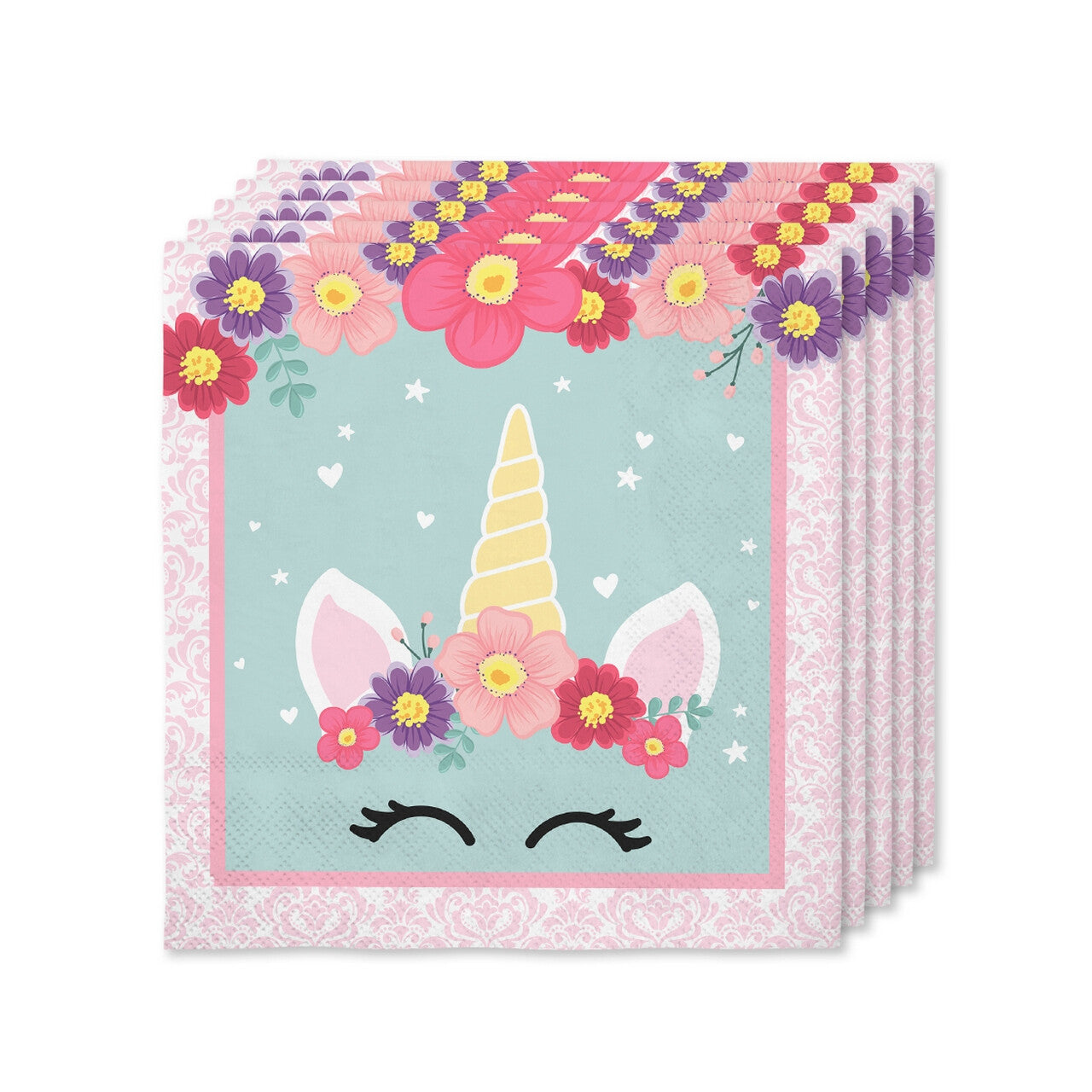 Op deze afbeelding zie je een Decoratie, van het merk Funidelia. 16 Schattige Eenhoorn Servetten 33x33cm