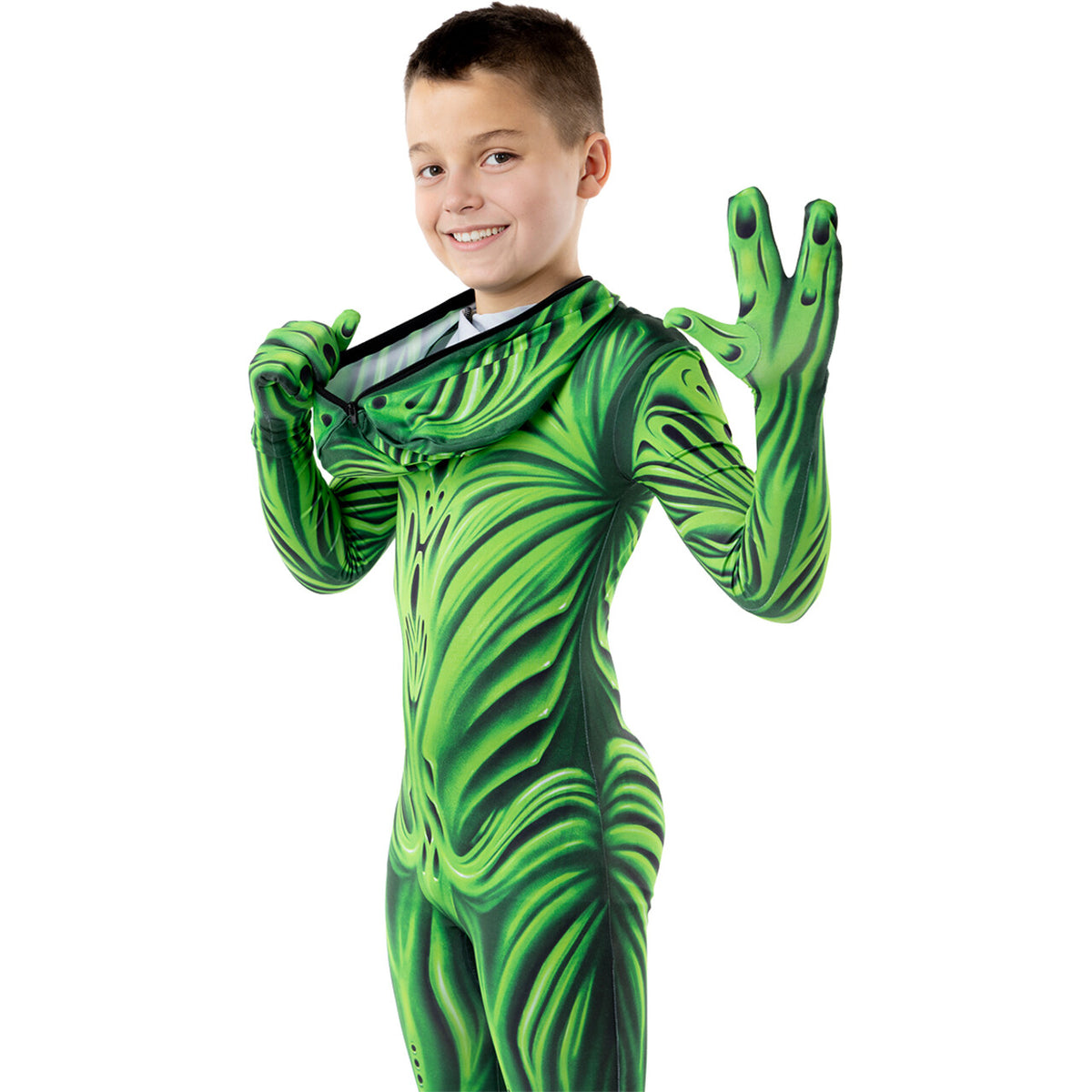 Op deze afbeelding zie je een Kostuums, van het merk Funidelia. Alien Monster Second Skin Jongen Kostuum