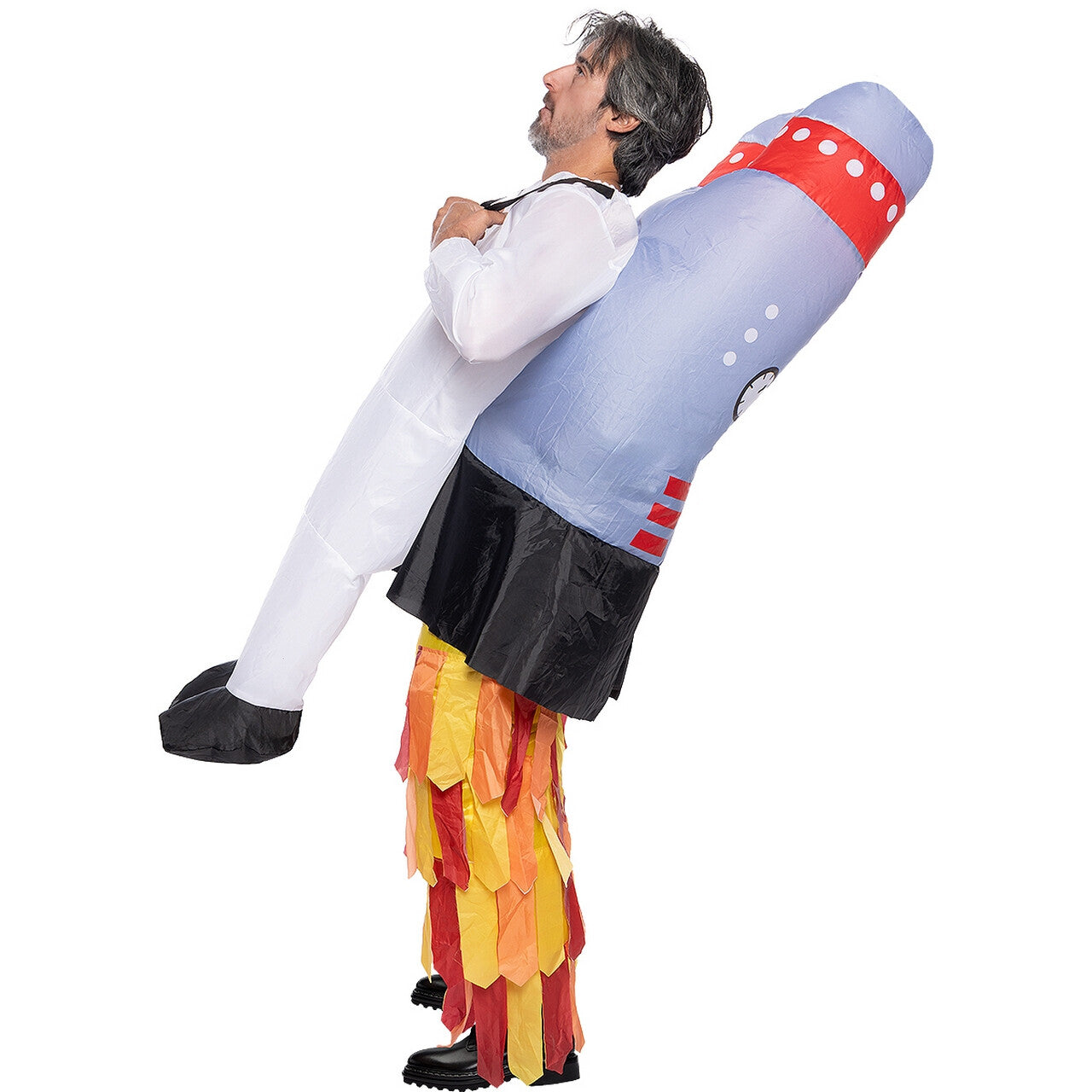 Op deze afbeelding zie je een Kostuums, van het merk Funidelia. Opblaasbare Naar De Maan En Terug Raket Kostuum