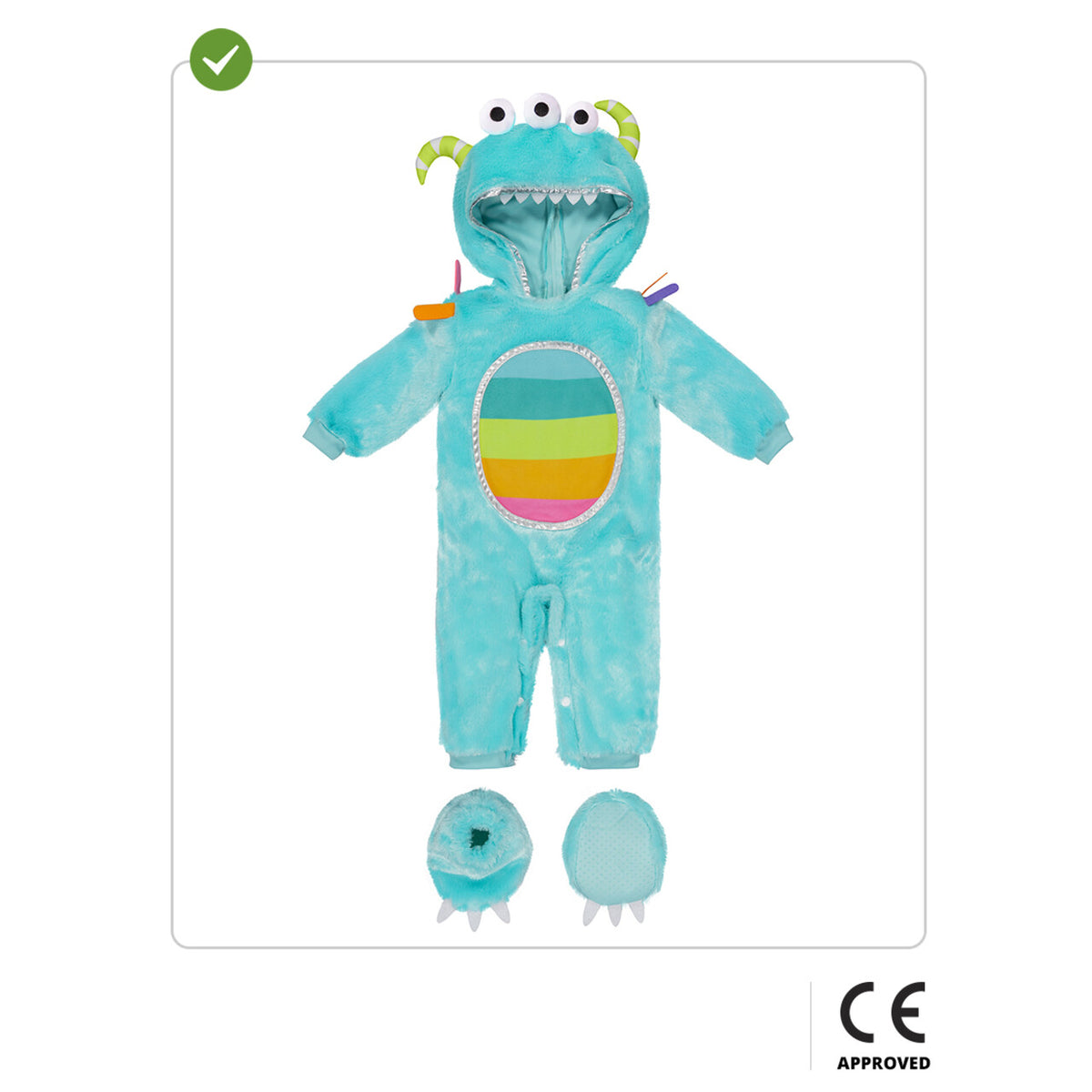 Op deze afbeelding zie je een Kostuums, van het merk Funidelia. Kleurrijk Monstertje Kind Kostuum