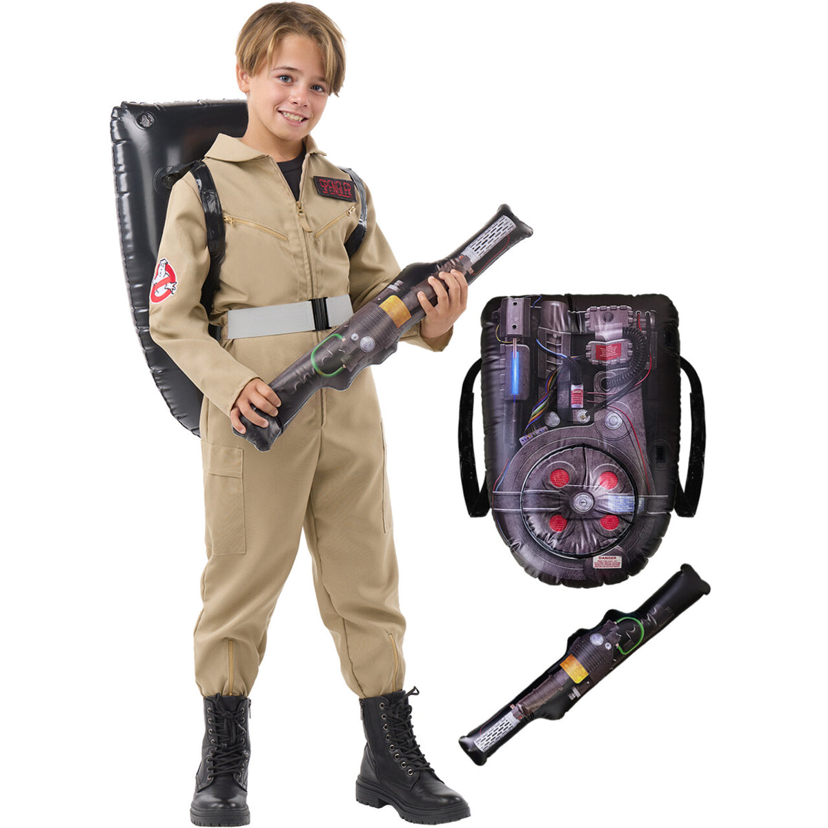 Op deze afbeelding zie je een Kostuums, van het merk Funidelia. Ghostbusters™ Ghost Hunter Kind Kostuum