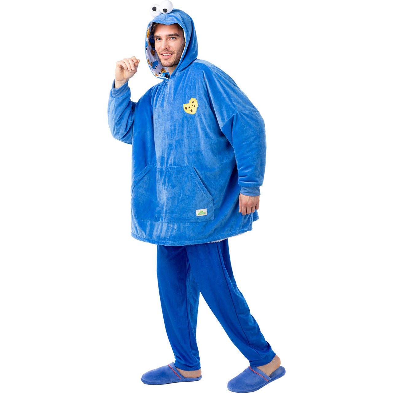 Op deze afbeelding zie je een Kostuums, van het merk Funidelia. Sesamstraat™ Cookie Monster Snuggle Hoodie Unisex Kostuum