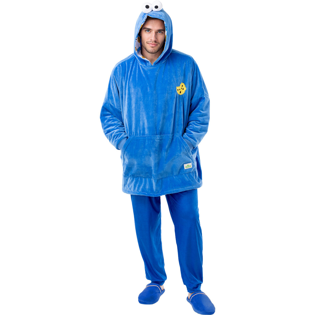 Op deze afbeelding zie je een Kostuums, van het merk Funidelia. Sesamstraat™ Cookie Monster Snuggle Hoodie Unisex Kostuum