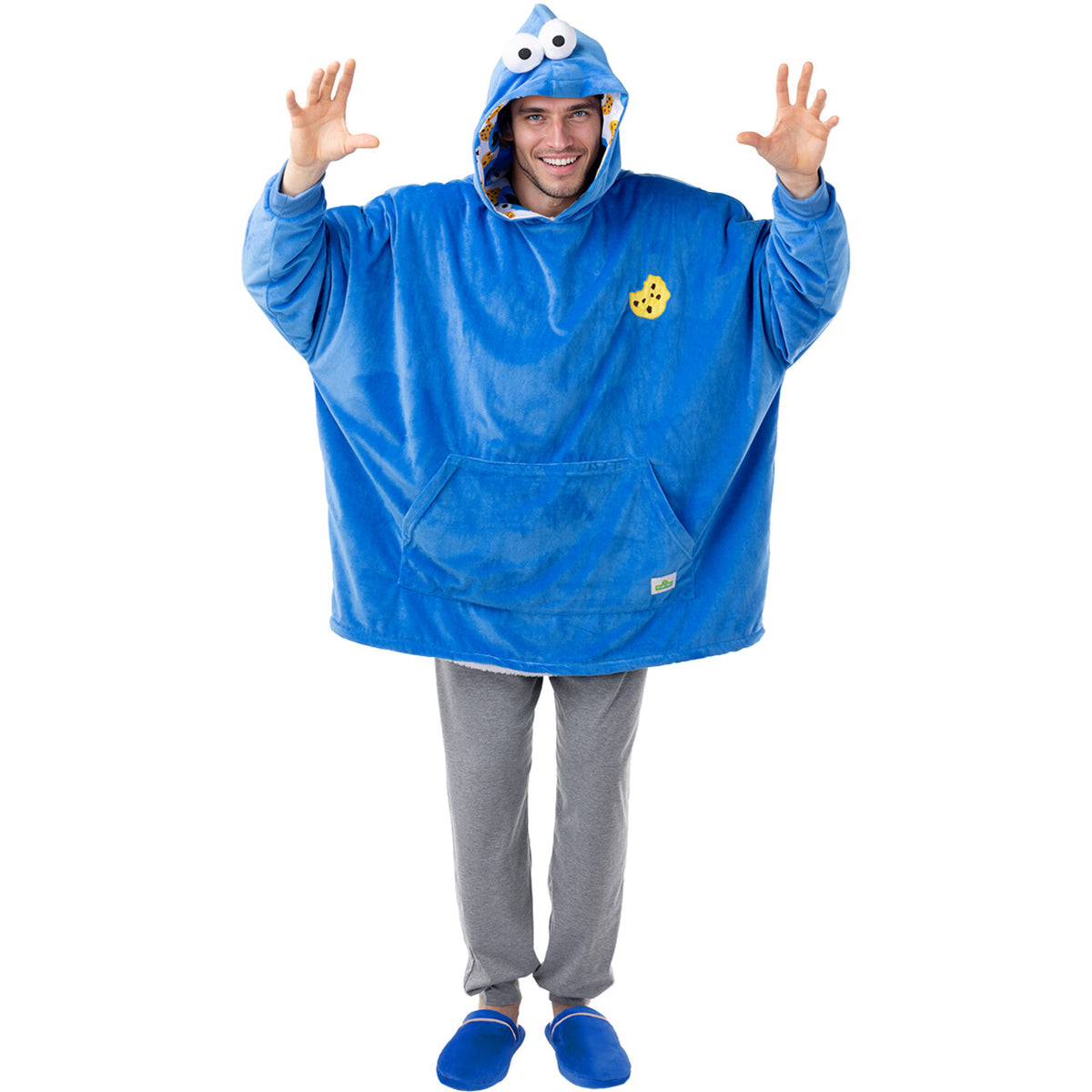 Op deze afbeelding zie je een Kostuums, van het merk Funidelia. Sesamstraat™ Cookie Monster Snuggle Hoodie Unisex Kostuum