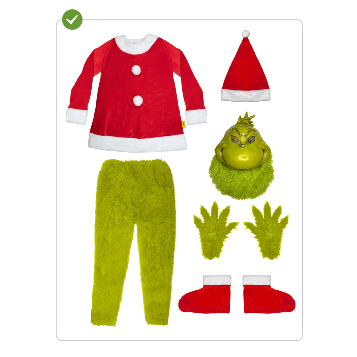 Op deze afbeelding zie je een Kostuums, van het merk Funidelia. Groene Kerstboef The Grinch Unisex Kostuum