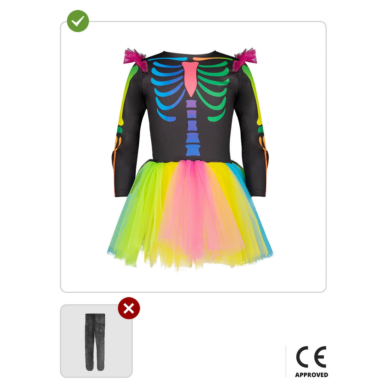 Op deze afbeelding zie je een Kostuums, van het merk Funidelia. Ballerina Skelet Meisje Kostuum