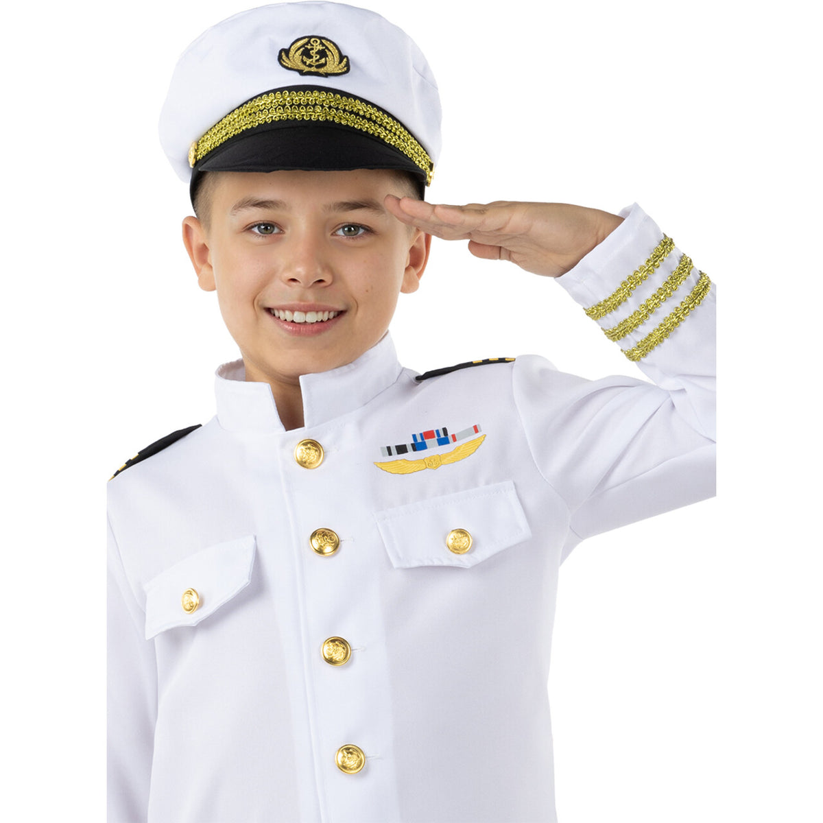 Op deze afbeelding zie je een Kostuums, van het merk Funidelia. Navy Captain Jongen Kostuum