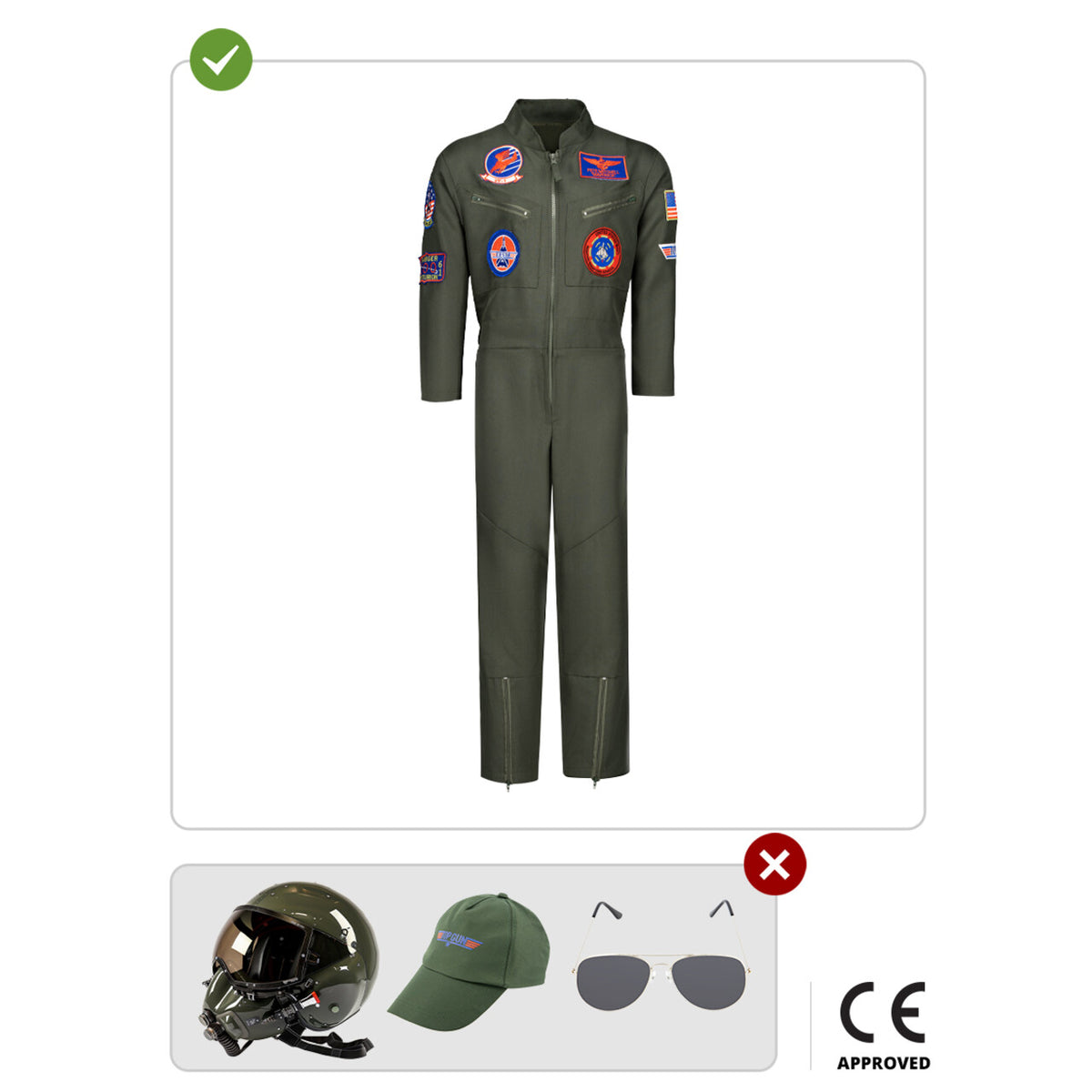 Op deze afbeelding zie je een Kostuums, van het merk Funidelia. Top Gun Aviator Jongen Kostuum