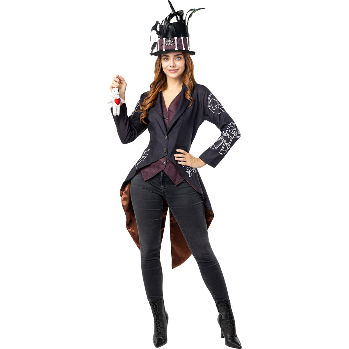Op deze afbeelding zie je een Kostuums, van het merk Funidelia. Voodoo Skeleton Lady Vrouw Kostuum