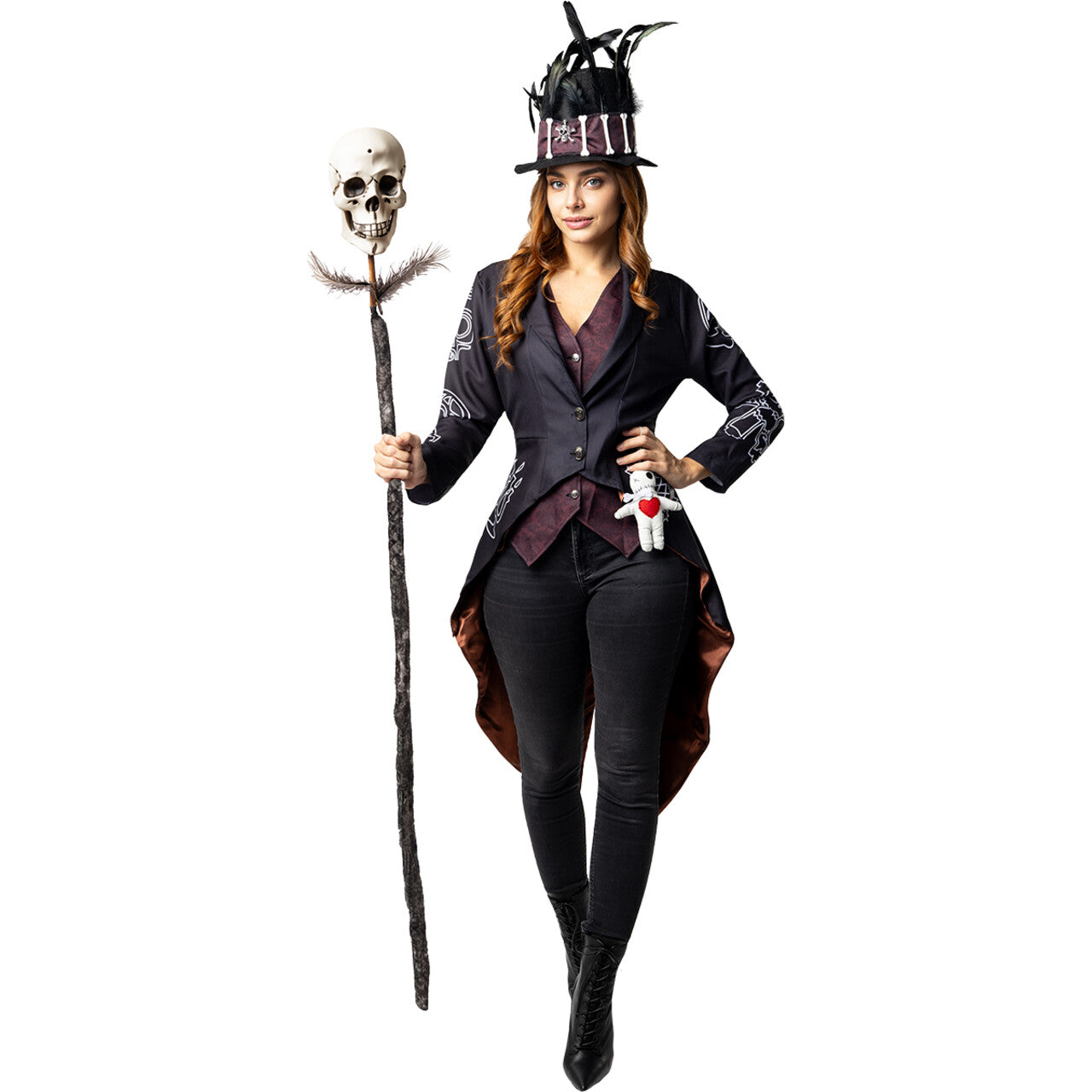 Op deze afbeelding zie je een Kostuums, van het merk Funidelia. Voodoo Skeleton Lady Vrouw Kostuum