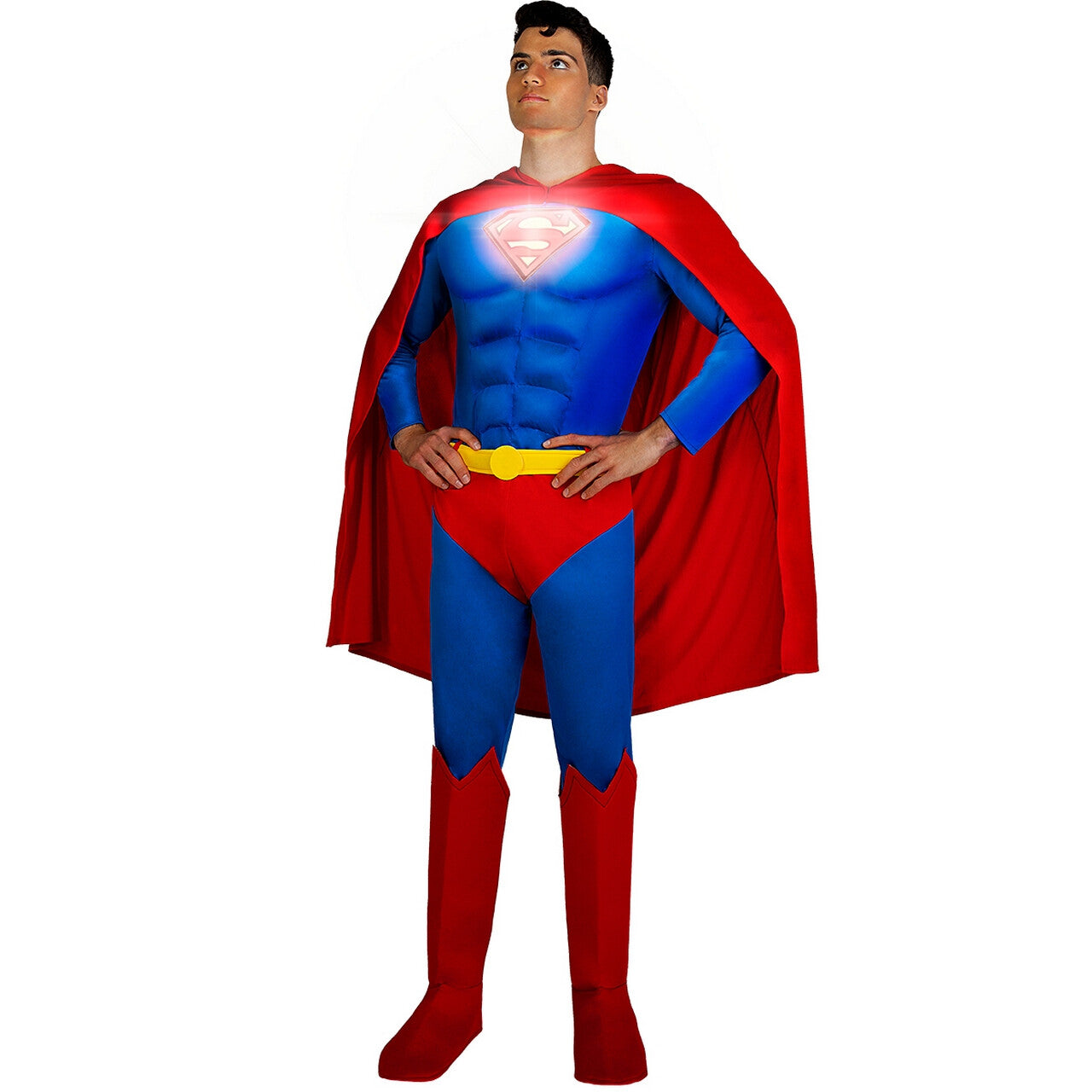 Op deze afbeelding zie je een Kostuums, van het merk Funidelia. Superman On Fire Met Lichtgevend Logo Kostuum