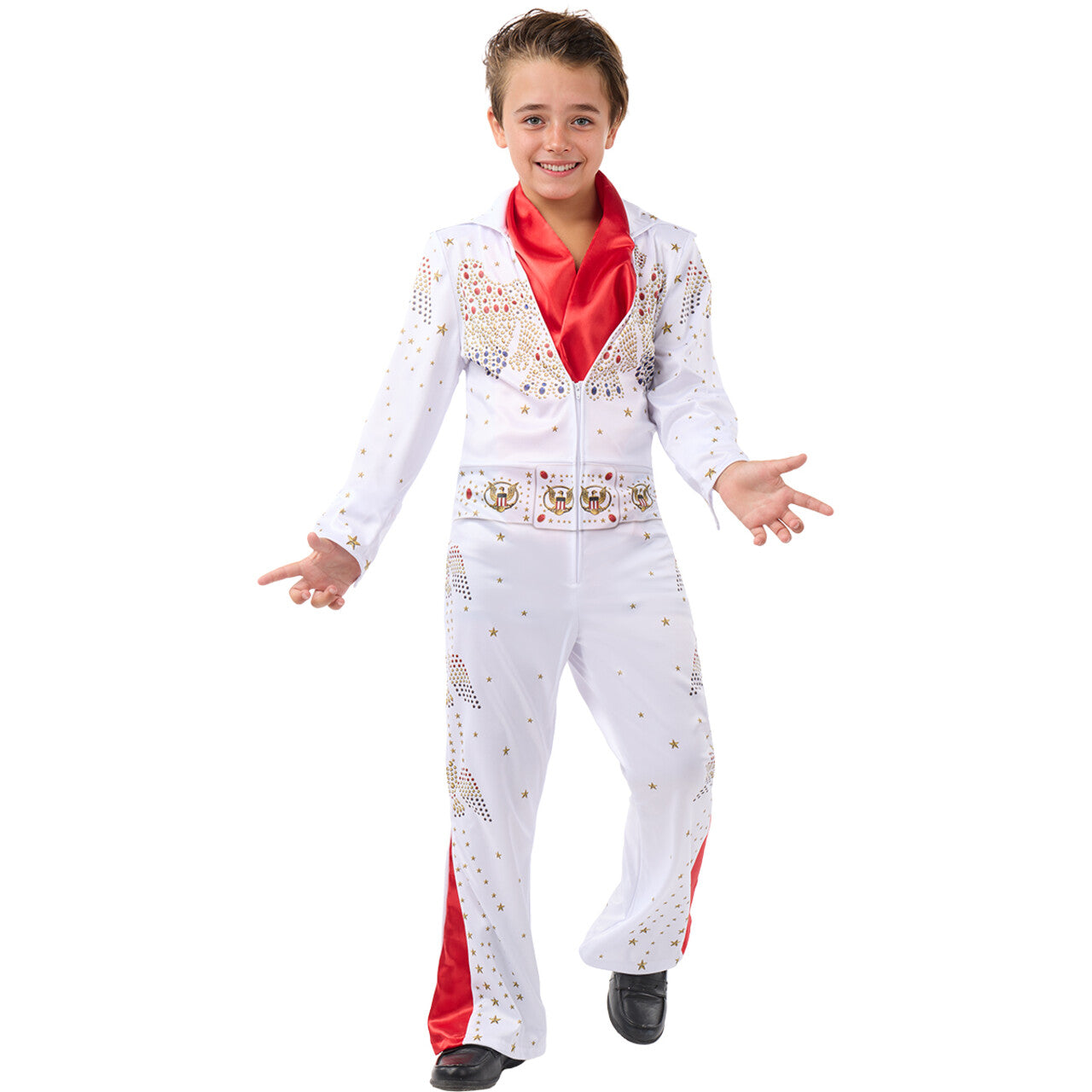 Op deze afbeelding zie je een Kostuums, van het merk Funidelia. Elvis™ The King Of Rock ’N’ Roll Jongen Kostuum