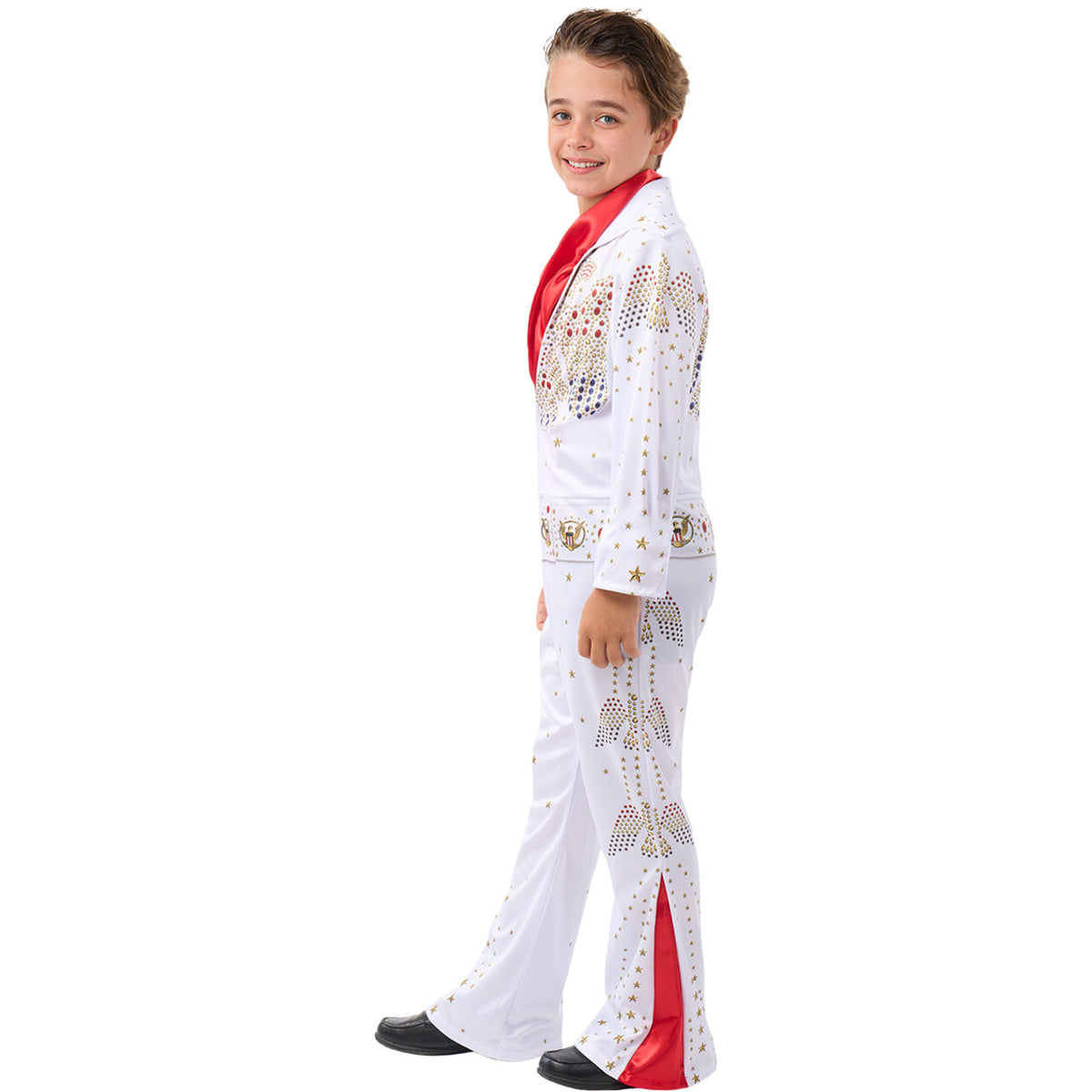 Op deze afbeelding zie je een Kostuums, van het merk Funidelia. Elvis™ The King Of Rock ’N’ Roll Jongen Kostuum