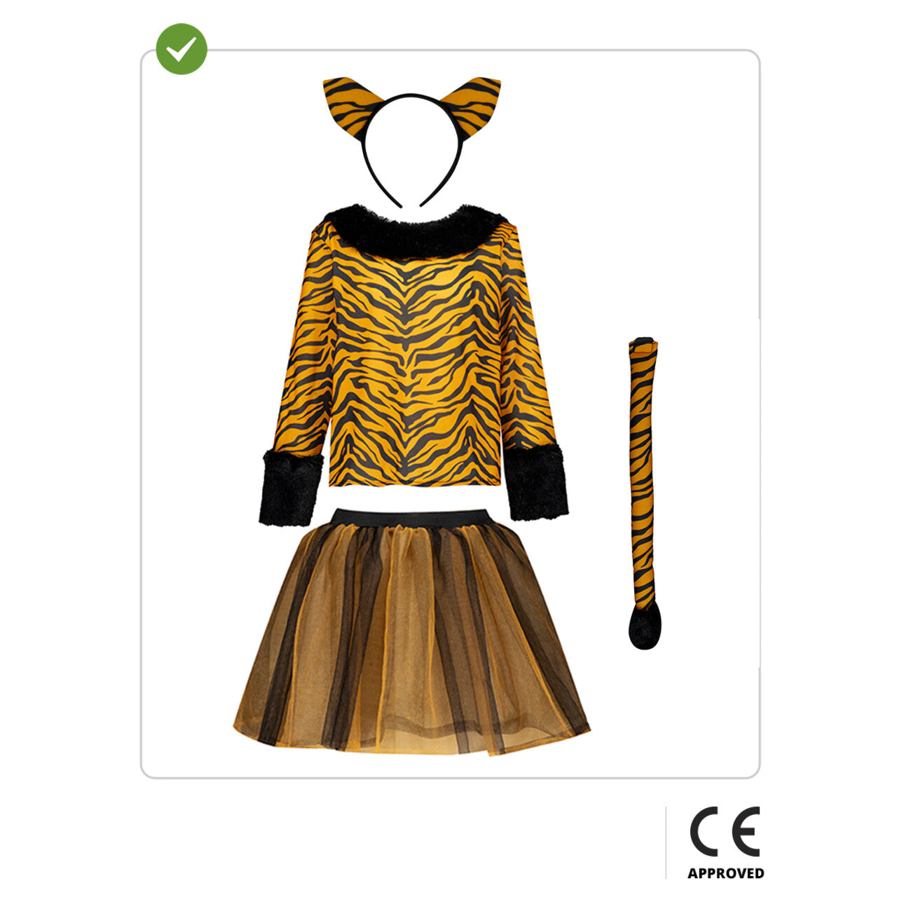 Op deze afbeelding zie je een Kostuums, van het merk Funidelia. Pretty In Stripes Tijger Meisje Kostuum
