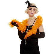 Op deze afbeelding zie je een Accessoires, van het merk Funidelia. Boa Met Veren 180 Centimeter Oranje Boven