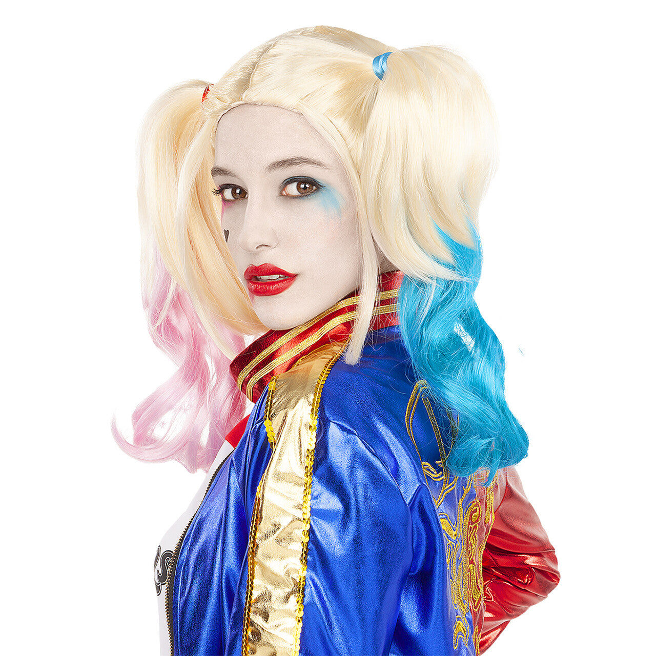 Op deze afbeelding zie je een Accessoires, van het merk Funidelia. Harley Quinn Pruik Suicide Squad Blond Roze Blauw