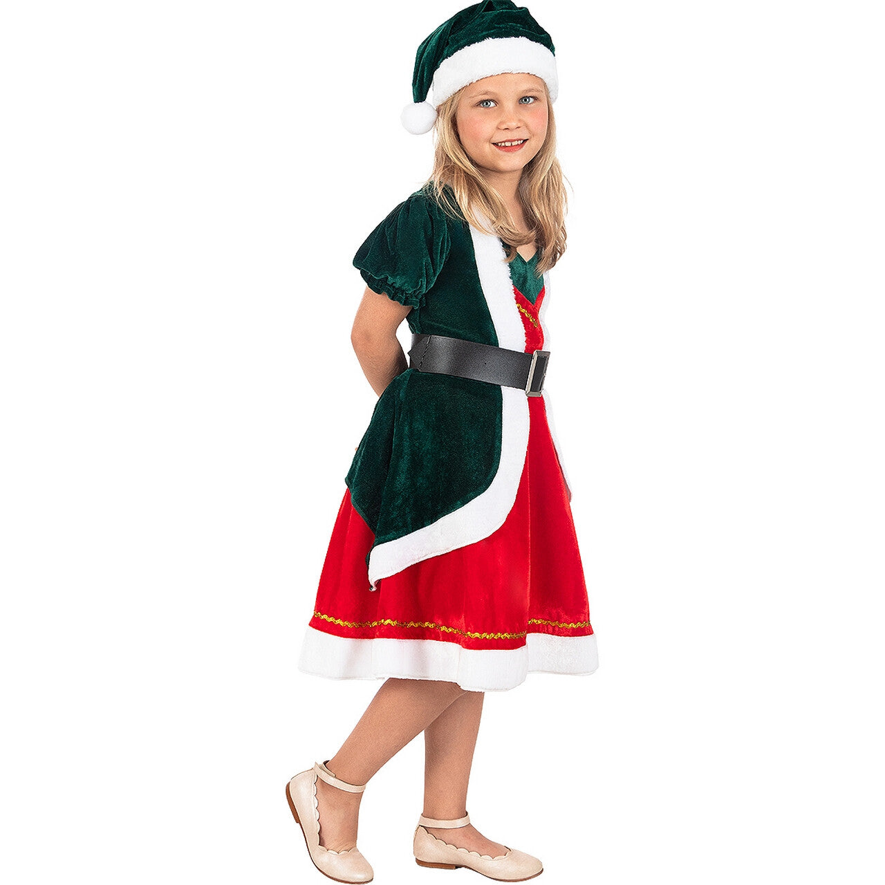 Op deze afbeelding zie je een Kostuums, van het merk Funidelia. Deluxe Kerst Elf Santa Helper Meisje Kostuum
