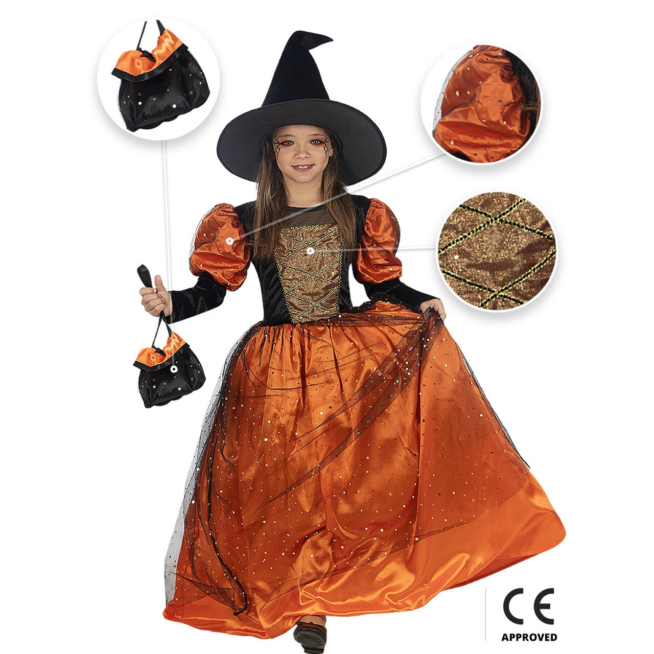 Op deze afbeelding zie je een Kostuums, van het merk Funidelia. Premium Heksje Naar Het Heksenbal Meisje Kostuum