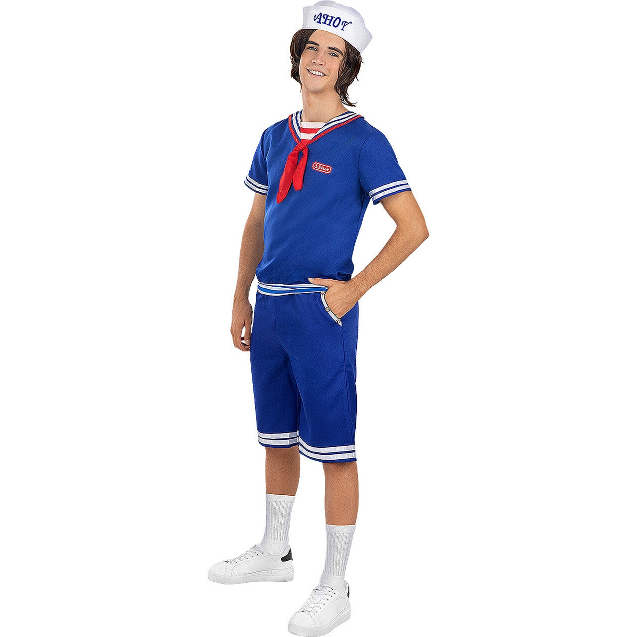 Op deze afbeelding zie je een Kostuums, van het merk Funidelia. Steve Ahoy Stranger Things Official Netflix Man Kostuum