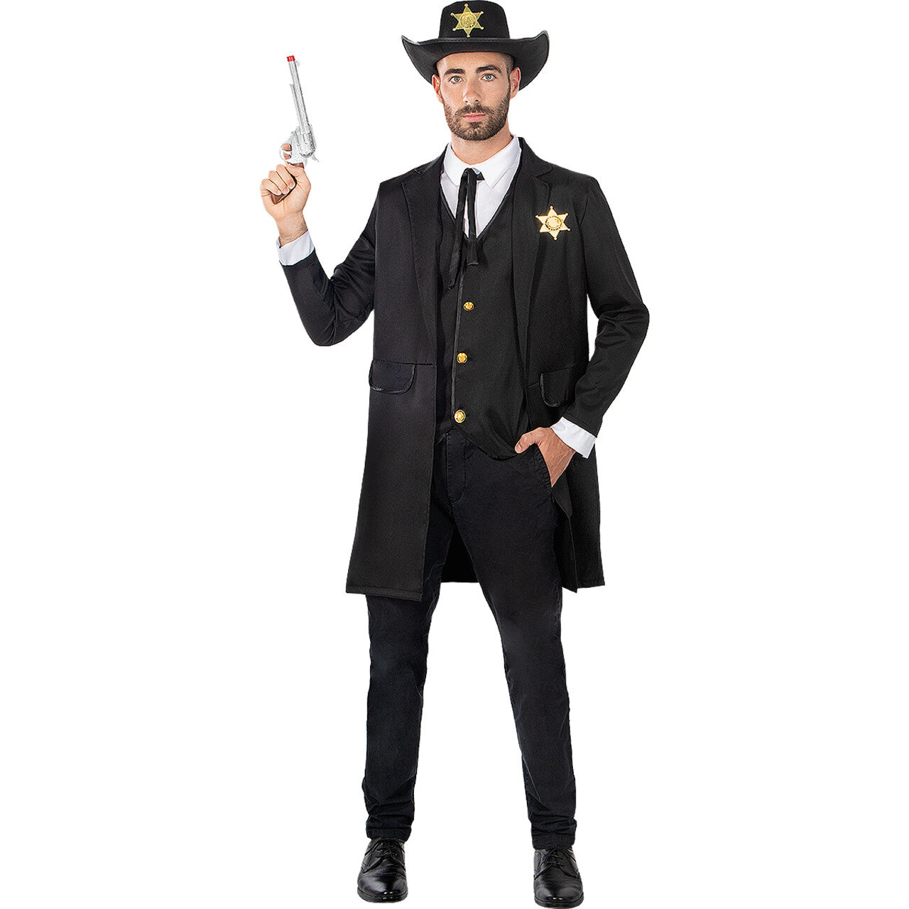 Op deze afbeelding zie je een Kostuums, van het merk Funidelia. Sheriff Western Star Man Kostuum