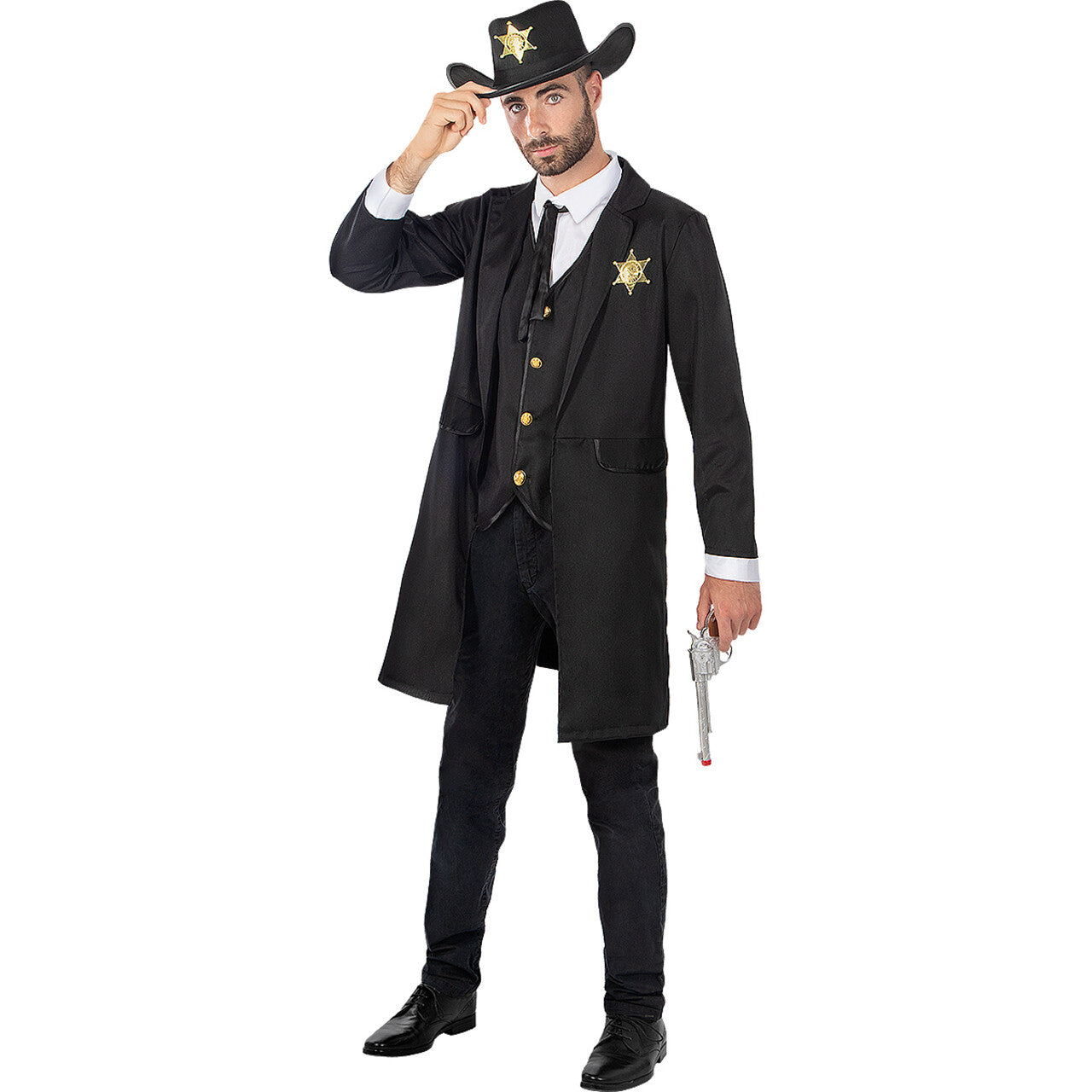 Op deze afbeelding zie je een Kostuums, van het merk Funidelia. Sheriff Western Star Man Kostuum