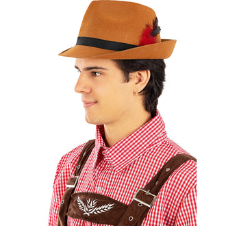 Chapeau Tyrolien Brun Avec Plume