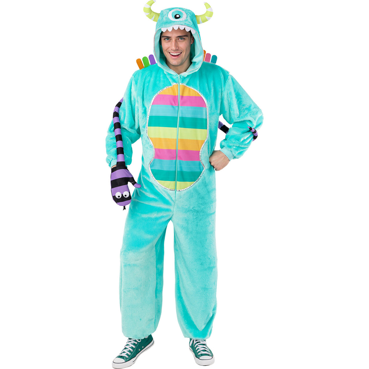 Op deze afbeelding zie je een Kostuums, van het merk Funidelia. Kleurrijk Groot Monster Unisex Kostuum