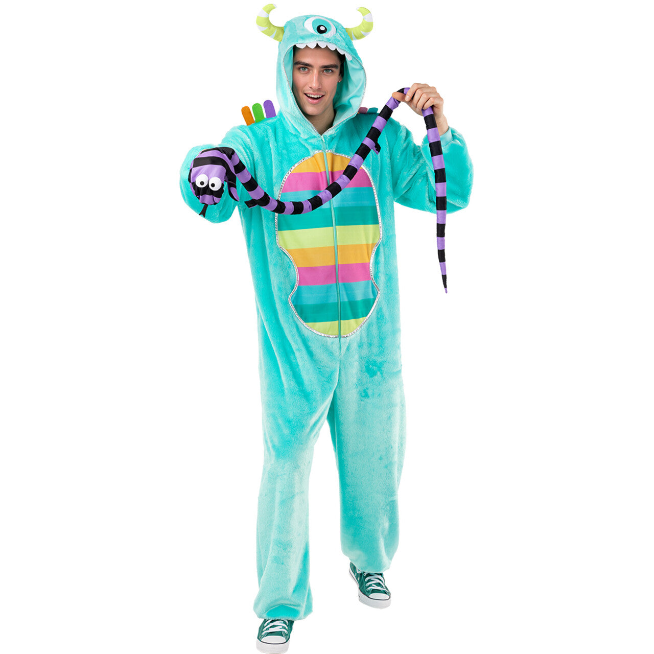 Op deze afbeelding zie je een Kostuums, van het merk Funidelia. Kleurrijk Groot Monster Unisex Kostuum