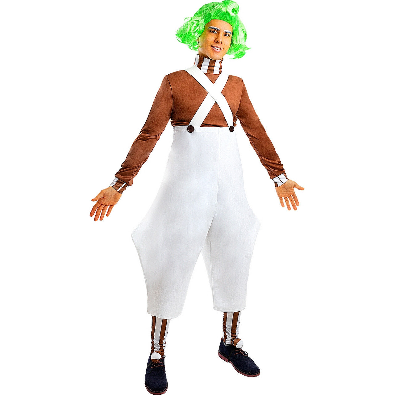 Op deze afbeelding zie je een Kostuums, van het merk Funidelia. Onweerstaanbare Oompa-Loompa Man Kostuum