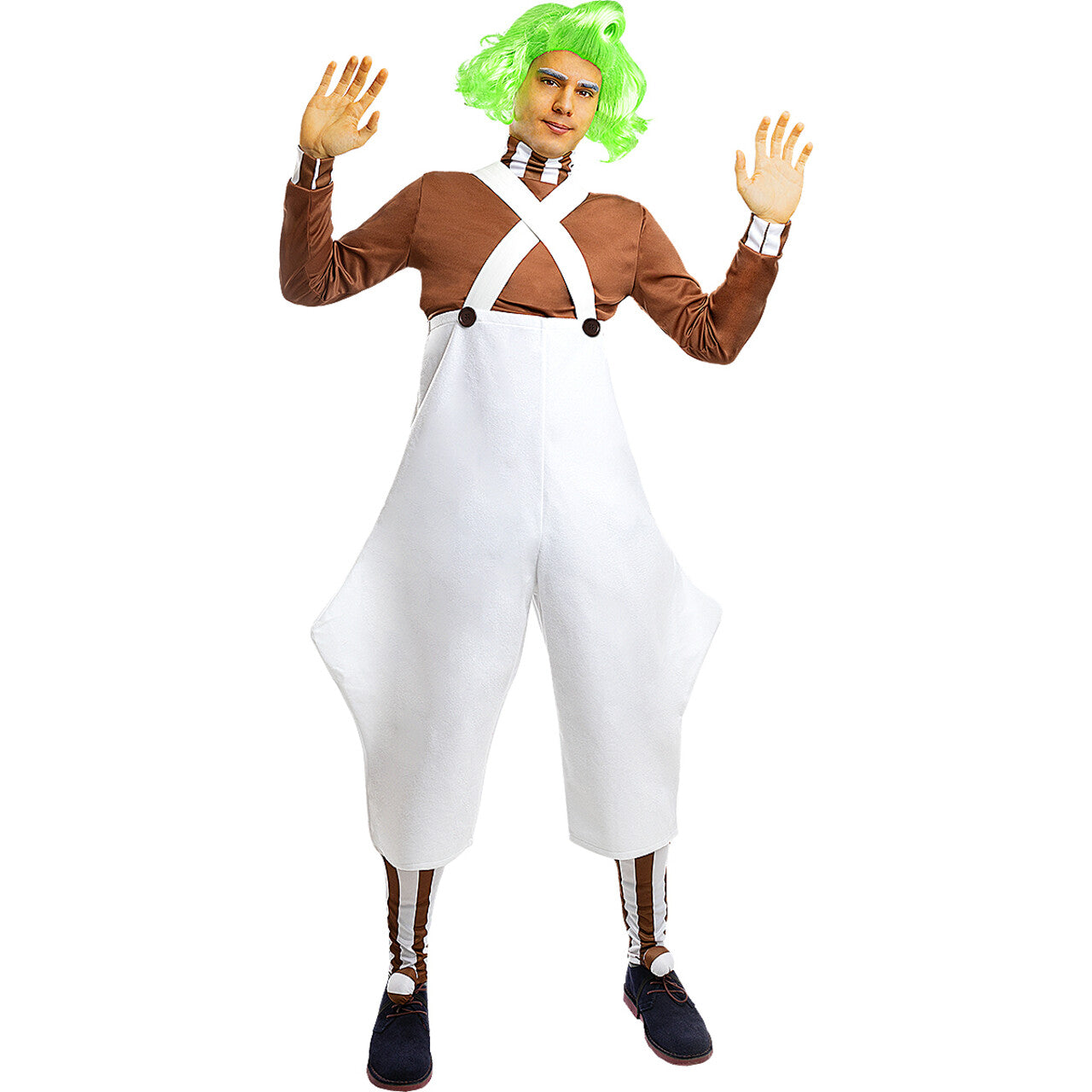 Op deze afbeelding zie je een Kostuums, van het merk Funidelia. Onweerstaanbare Oompa-Loompa Man Kostuum