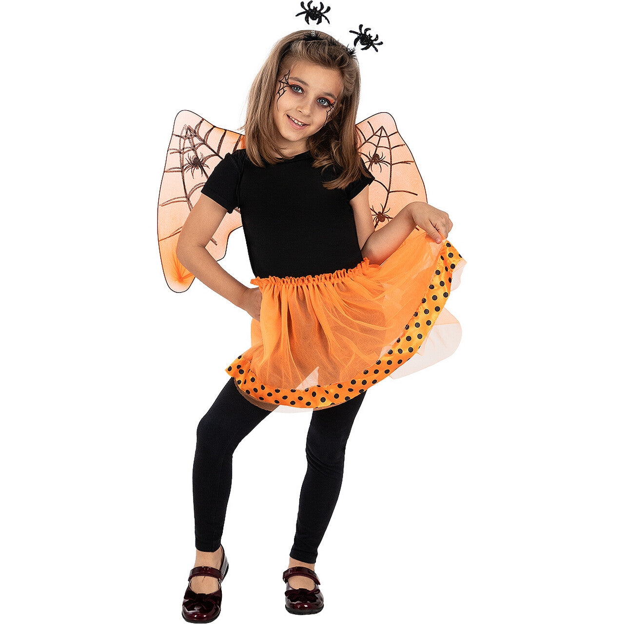 Op deze afbeelding zie je een Accessoires, van het merk Funidelia. Oranje Halloween Spidergirl Set