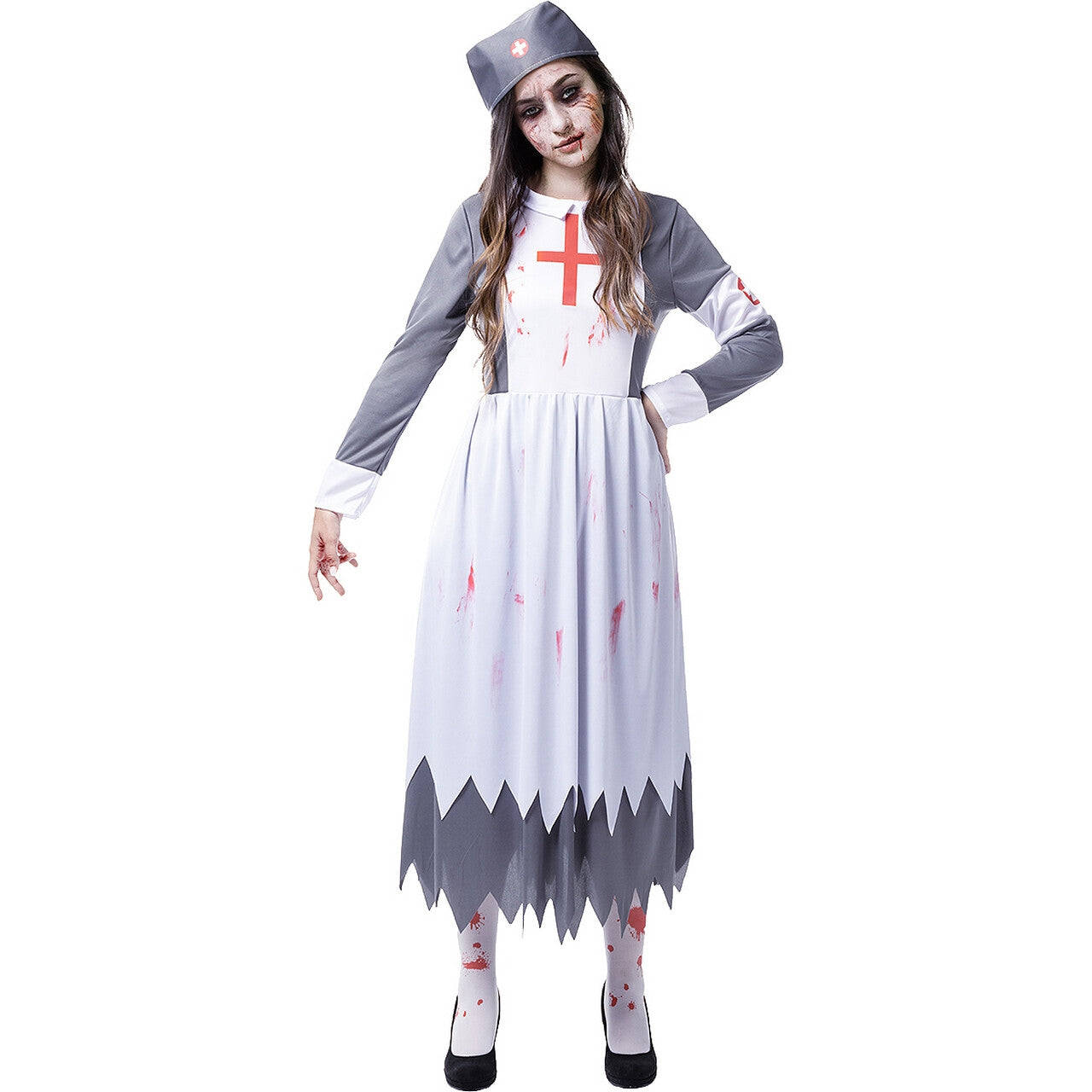 Op deze afbeelding zie je een Kostuums, van het merk Funidelia. Nonnenzuster Zombie Langdood Vrouw Kostuum