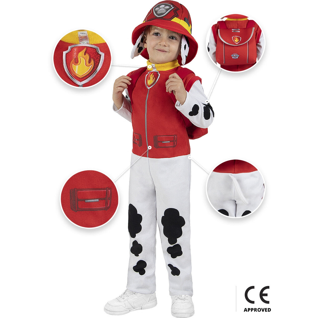 Op deze afbeelding zie je een Kostuums, van het merk Funidelia. Superpup Paw Patrol Marshall Kind Kostuum