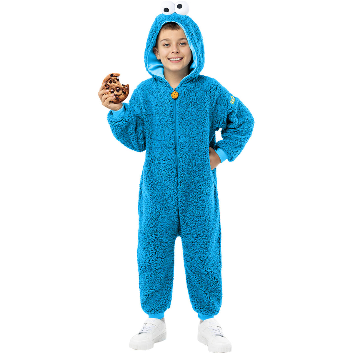 Op deze afbeelding zie je een Kostuums, van het merk Funidelia. Blauw Cookie Monster Sesamstraat Kind Kostuum