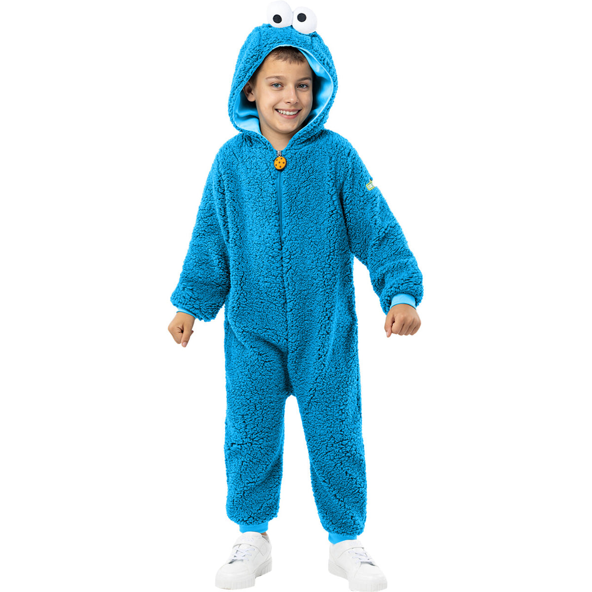 Op deze afbeelding zie je een Kostuums, van het merk Funidelia. Blauw Cookie Monster Sesamstraat Kind Kostuum