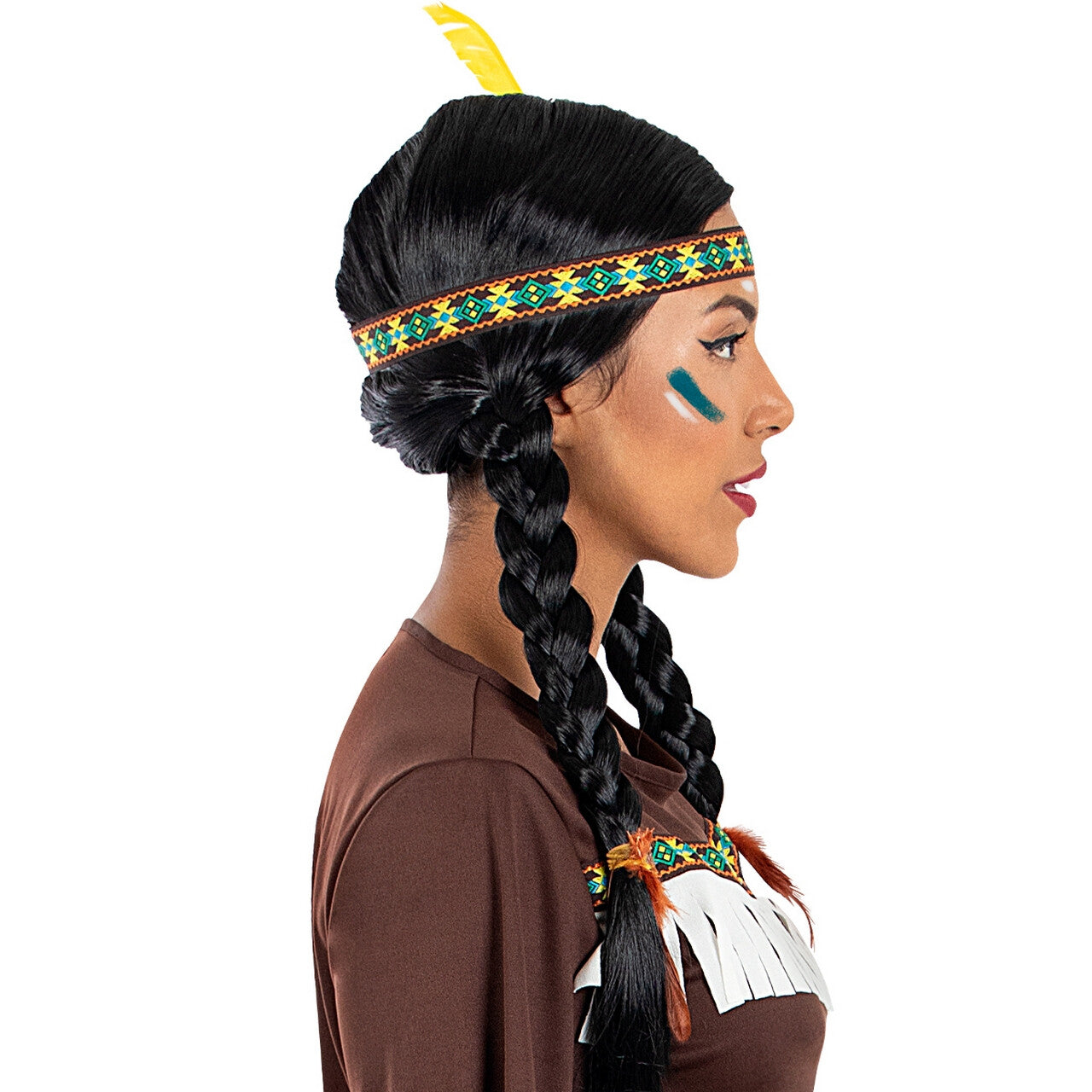Op deze afbeelding zie je een Accessoires, van het merk Funidelia. Indianen Hoofdband Met Gele Veer