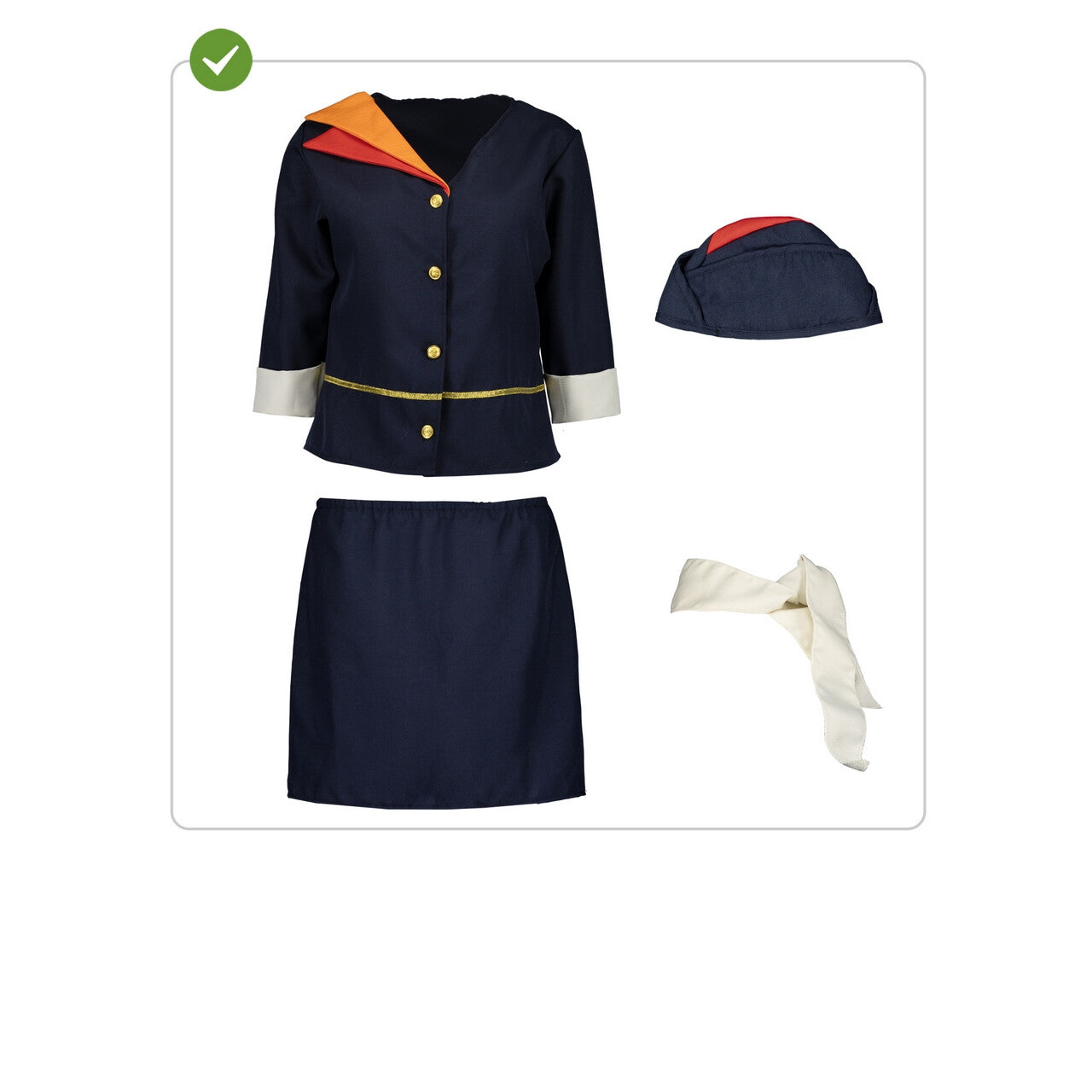 Op deze afbeelding zie je een Kostuums, van het merk Funidelia. Stewardess Britney Flyhigh Vrouw Kostuum