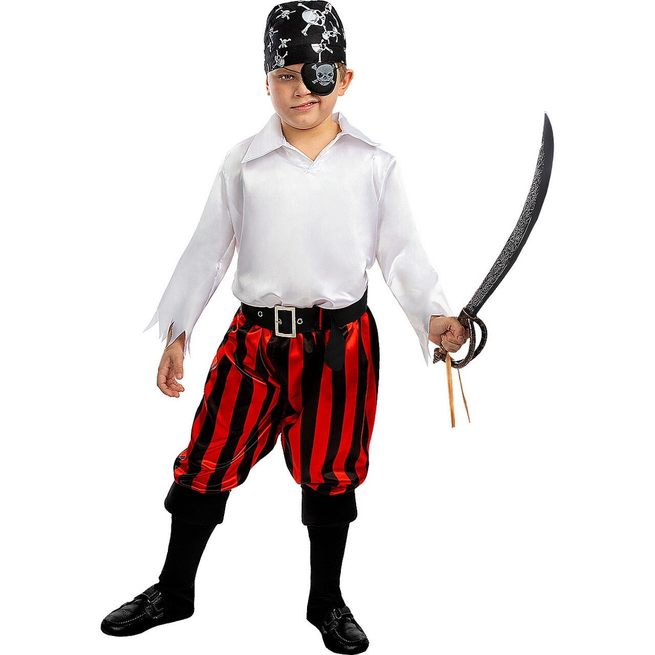 Op deze afbeelding zie je een Kostuums, van het merk Funidelia. Beruchte Piraat Will Een Schat Jongen Kostuum