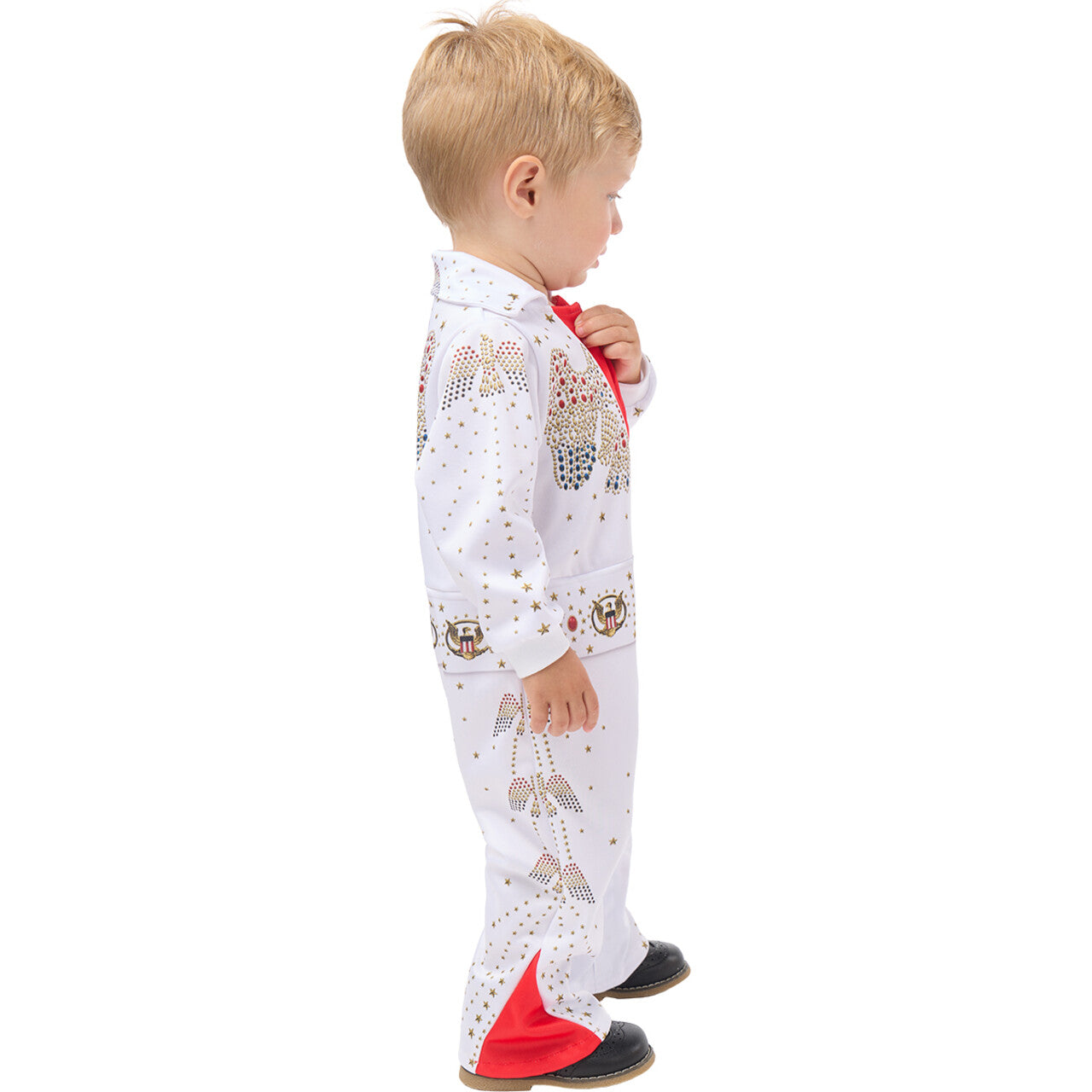 Op deze afbeelding zie je een Kostuums, van het merk Funidelia. Baby Elvis Kind Kostuum