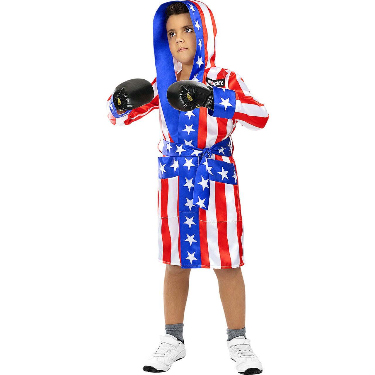 Op deze afbeelding zie je een Kostuums, van het merk Funidelia. USA Rocky Balboa Boks Jas Kind Kind Kostuum
