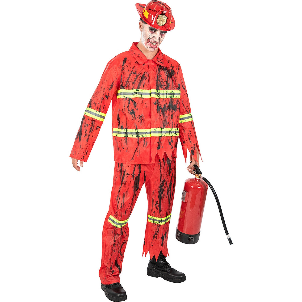 Op deze afbeelding zie je een Kostuums, van het merk Funidelia. Zombie Brandweerman Bloedbad Kostuum